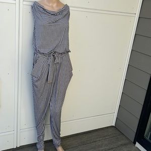 Michael Kors Black/White Print Jumpsuit & Side Pockets M
